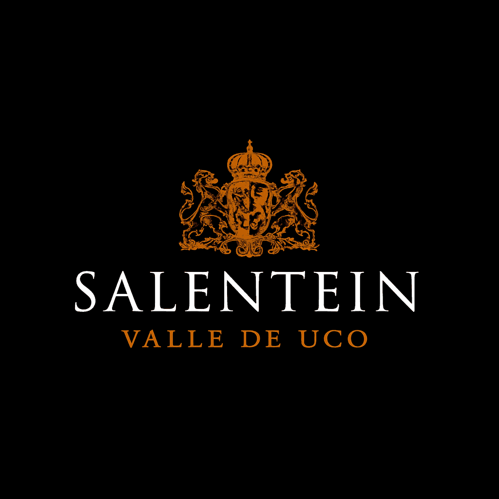 Salentein Valle de Uco logo with a gold crest on a black background.