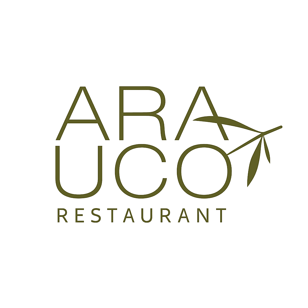 Logo of Arauco Restaurant with stylized leaf design on white background.