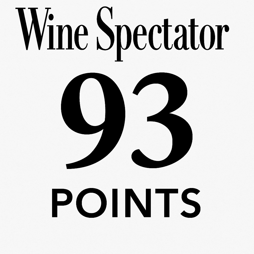 Wine Spectator rating of 93 points displayed in bold text on a white background.