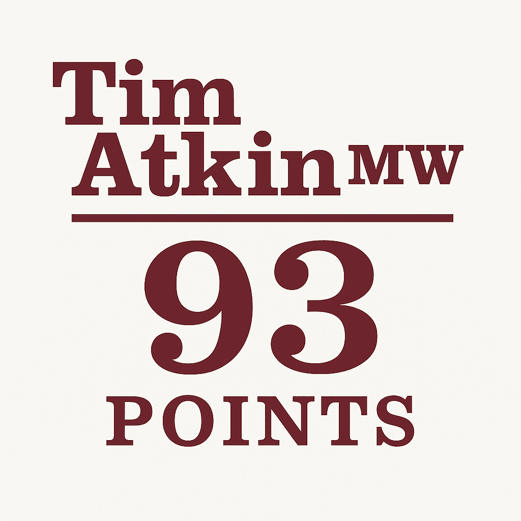 Graphic with text 'Tim Atkin MW 93 Points' in red on white background.