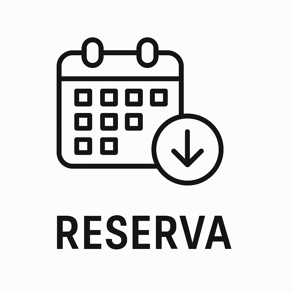 Outline of a calendar with a downward arrow and the word 'Reserva' below.
