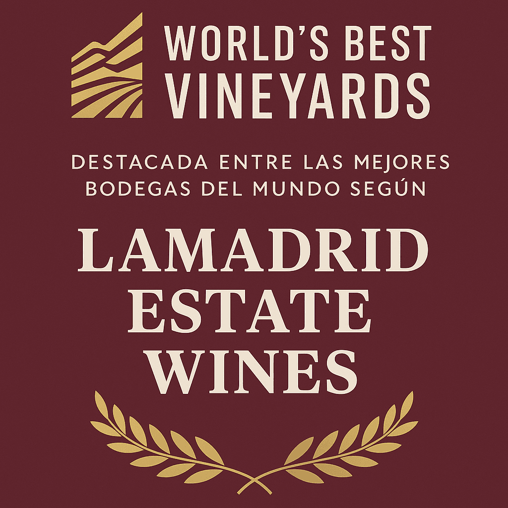 Logo for Lamadrid Estate Wines, listed among the world's best vineyards.